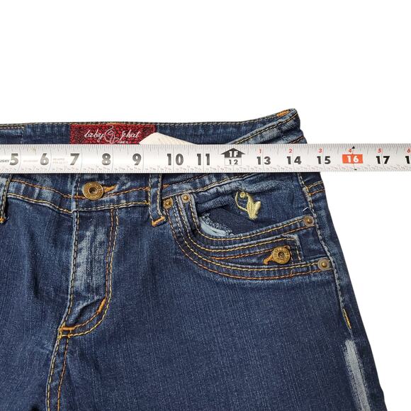 Y2k Low-Rise Flared Jeans Baby Phat Embellished Dark Wash Vintage - Size 5 - Picture 7 of 10